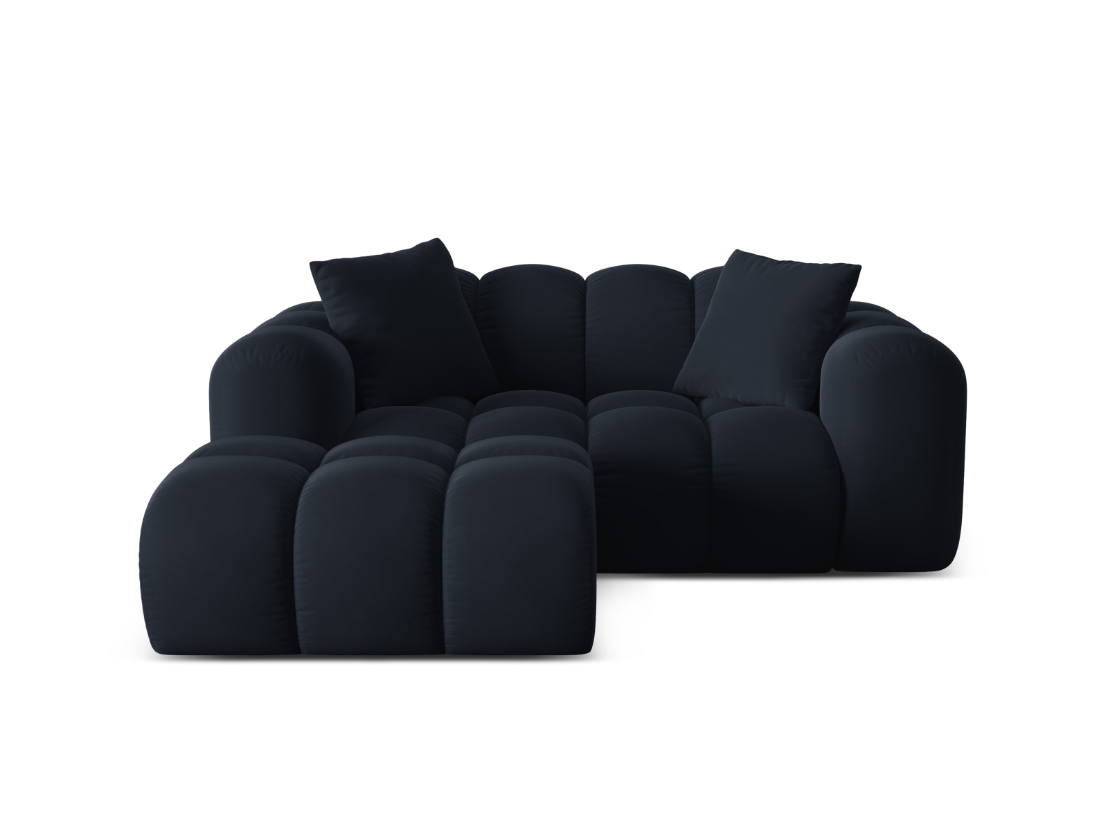Cosmopolitan Design Ecksofa Treno 2-Sitzer Samt Bluvel Dunkelblau Links