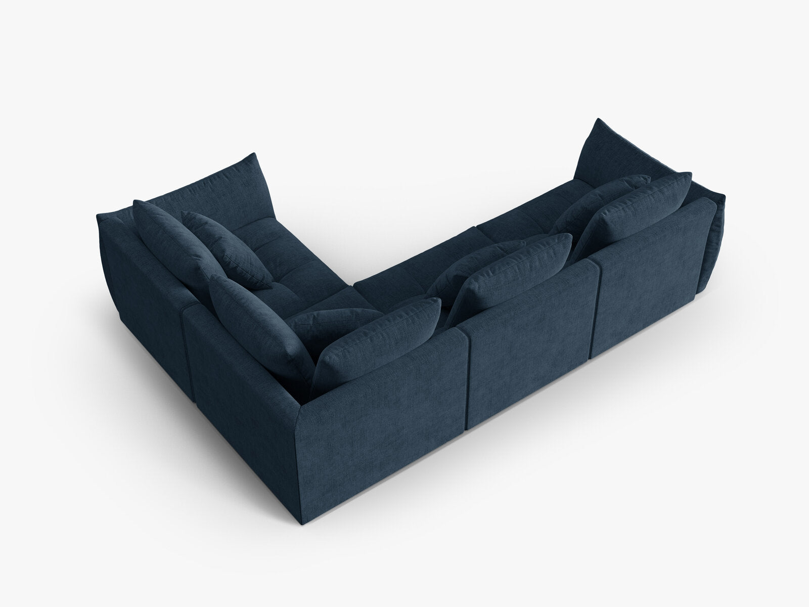Micadoni Ecksofa Bloom 4-Sitzer Strukturierter Stoff Wind Marineblau Rechts