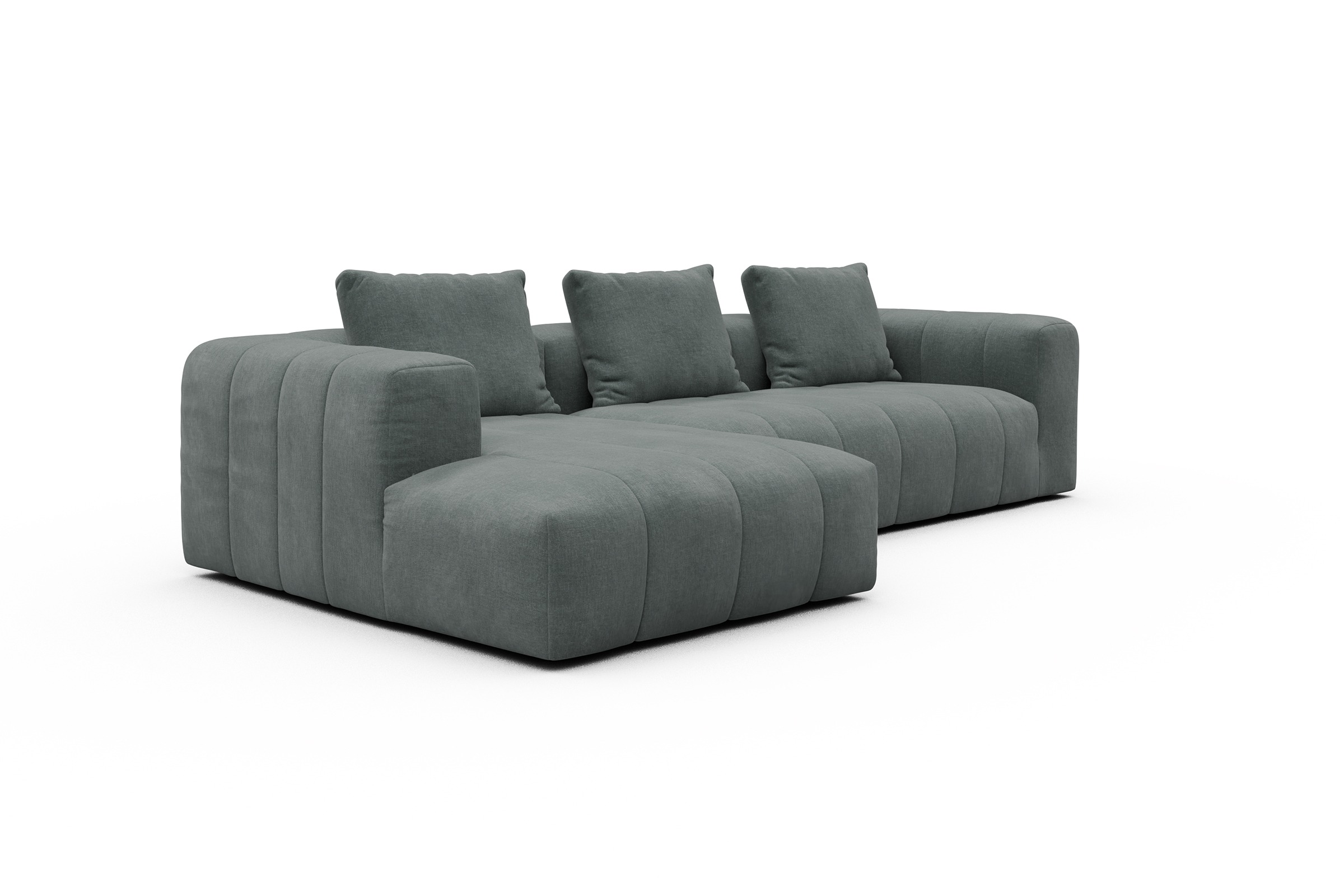 Ecksofa Hugo 2,5-Sitzer Armlehne rechts mit Chaiselongue Smooth-Silver-Grey