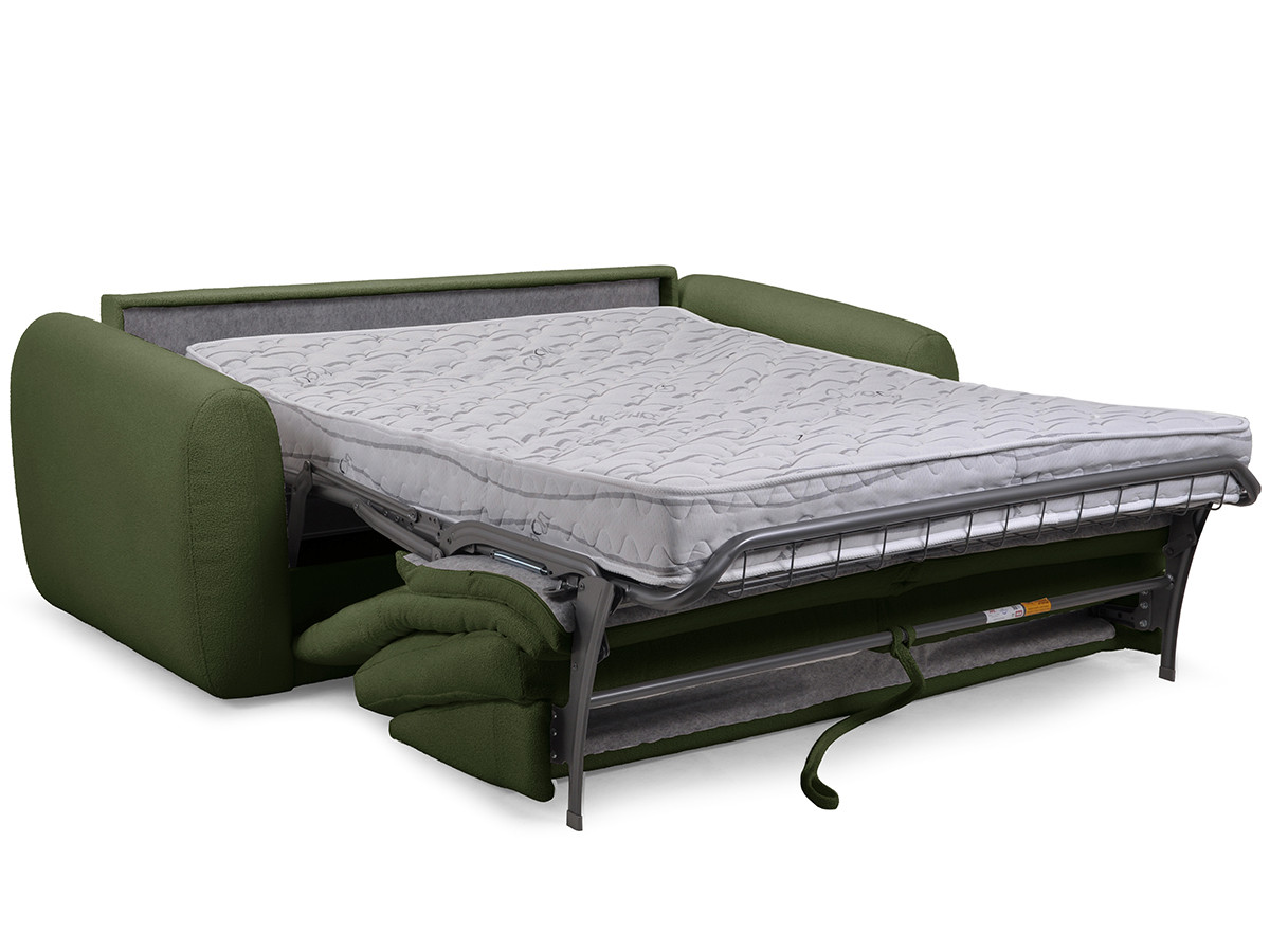 Bobochic Minorque Schlafsofa 2,5-Sitzer Chenille Grün, Liegefläche 140 × 200 cm