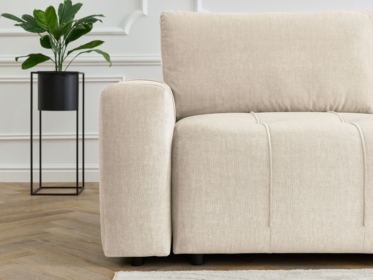 Bobochic Arsene Ecksofa mit Schlaffunktion und Bettkasten 277 × 200 cm Samt Beige Ecke rechts
