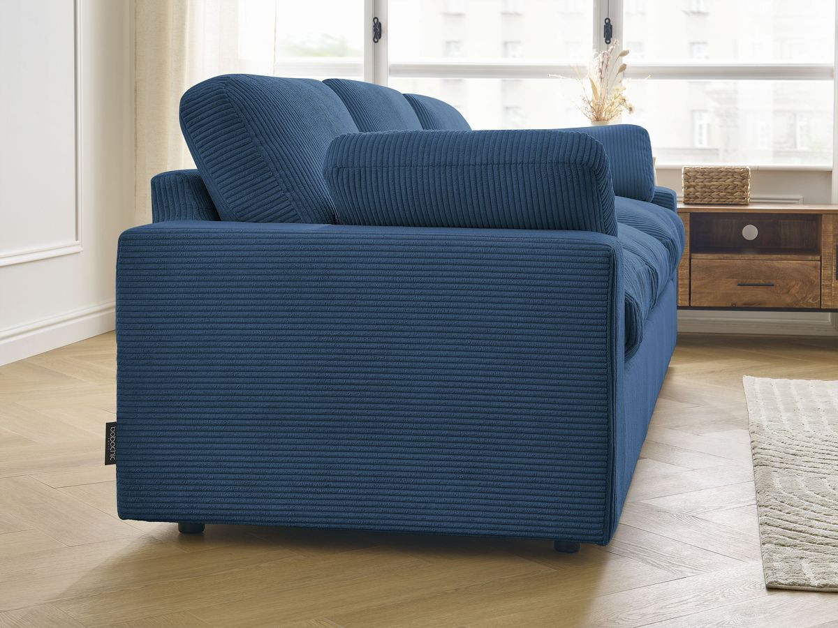 Bobochic Belair Sofa 3-Sitzer 250 × 93 cm Cordsamt Dunkelblau