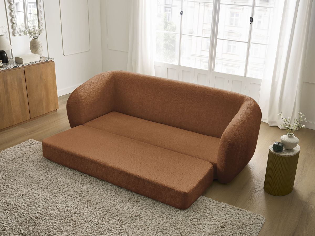 Bobochic Neyo Schlafsofa 3-Sitzer Strukturstoff Orange