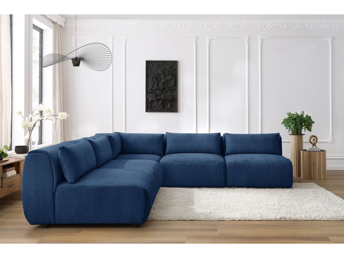 Bobochic Jeanne Ecksofa 299 × 299 cm Strukturstoff Dunkelblau