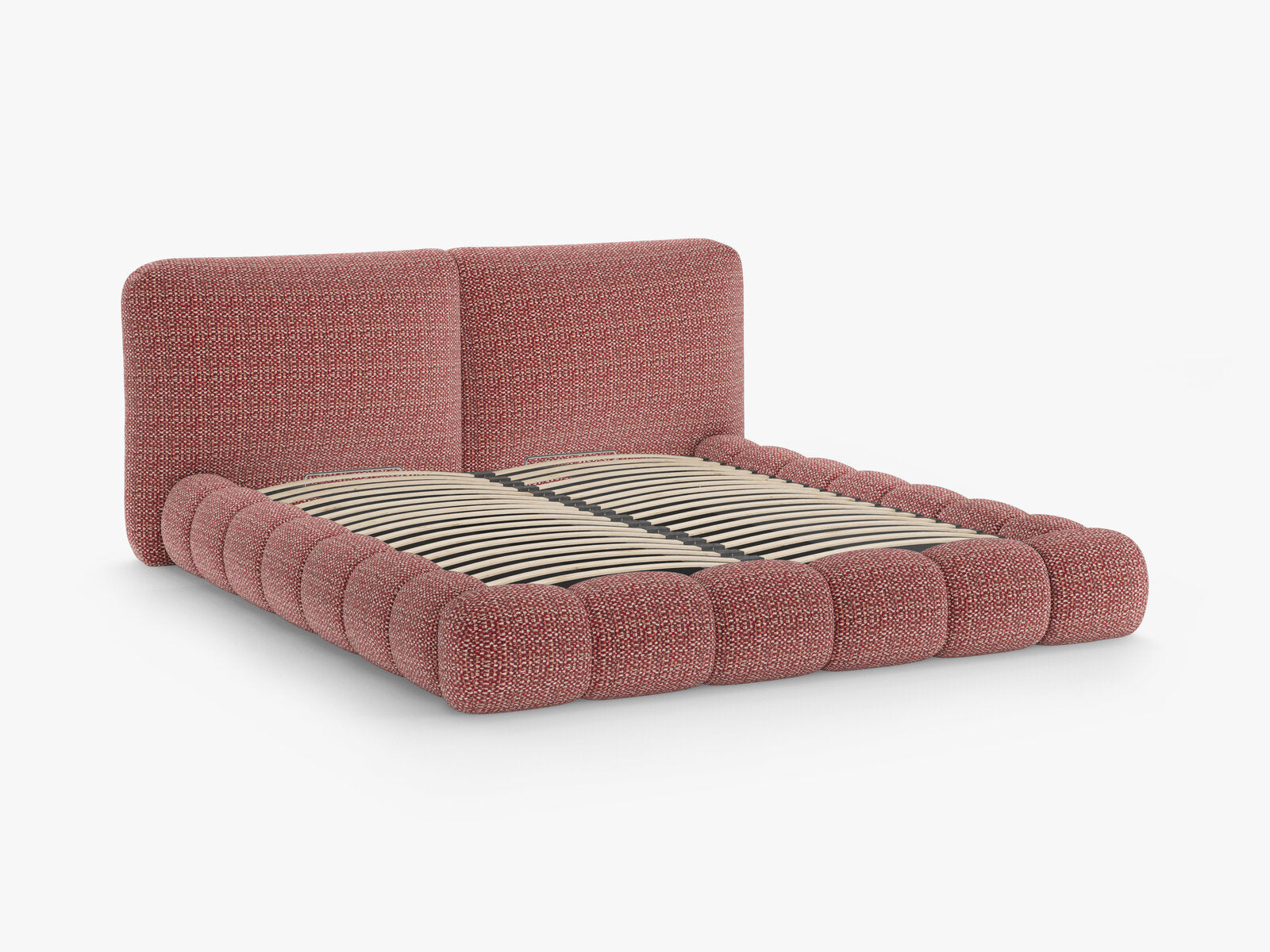 Micadoni Stauraumbett mit Kopfteil Solange Chenille Silencio Rot 160x200