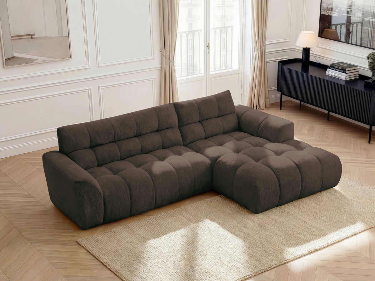 Bobochic Jaya Ecksofa Chenille Braun Ecke rechts