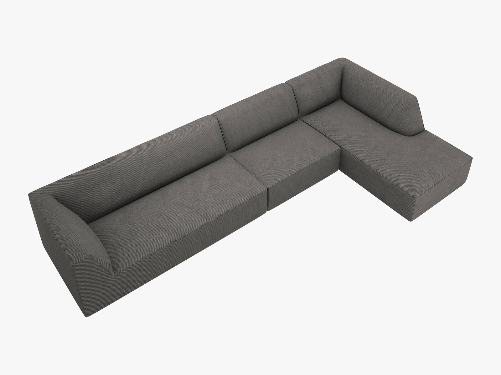Micadoni Ecksofa Ruby 5-Sitzer Rechts Kord Scala Dunkelgrau