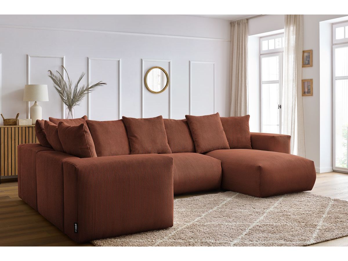 Bobochic Voltaire Wohnlandschaft 356 × 214 cm Cordsamt Orange Ecke rechts