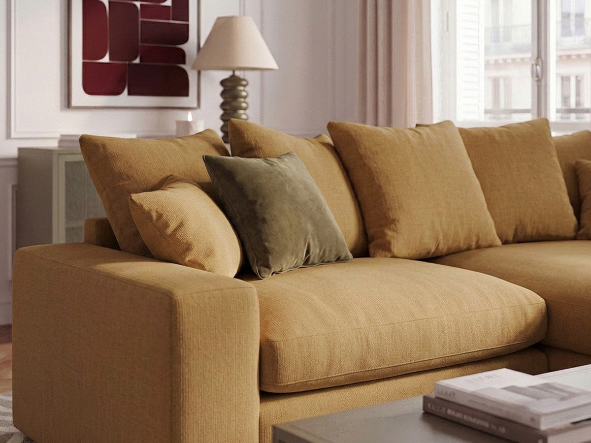Bobochic Nevada Ecksofa Stoff Gelb