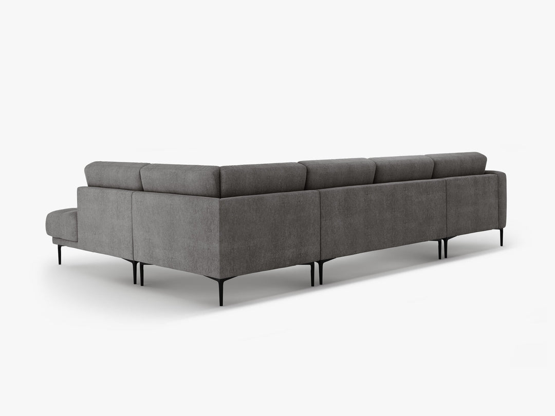 Micadoni Panorama Ecksofa Bemy 7-Sitzer Rechts Strukturierter Stoff Grau