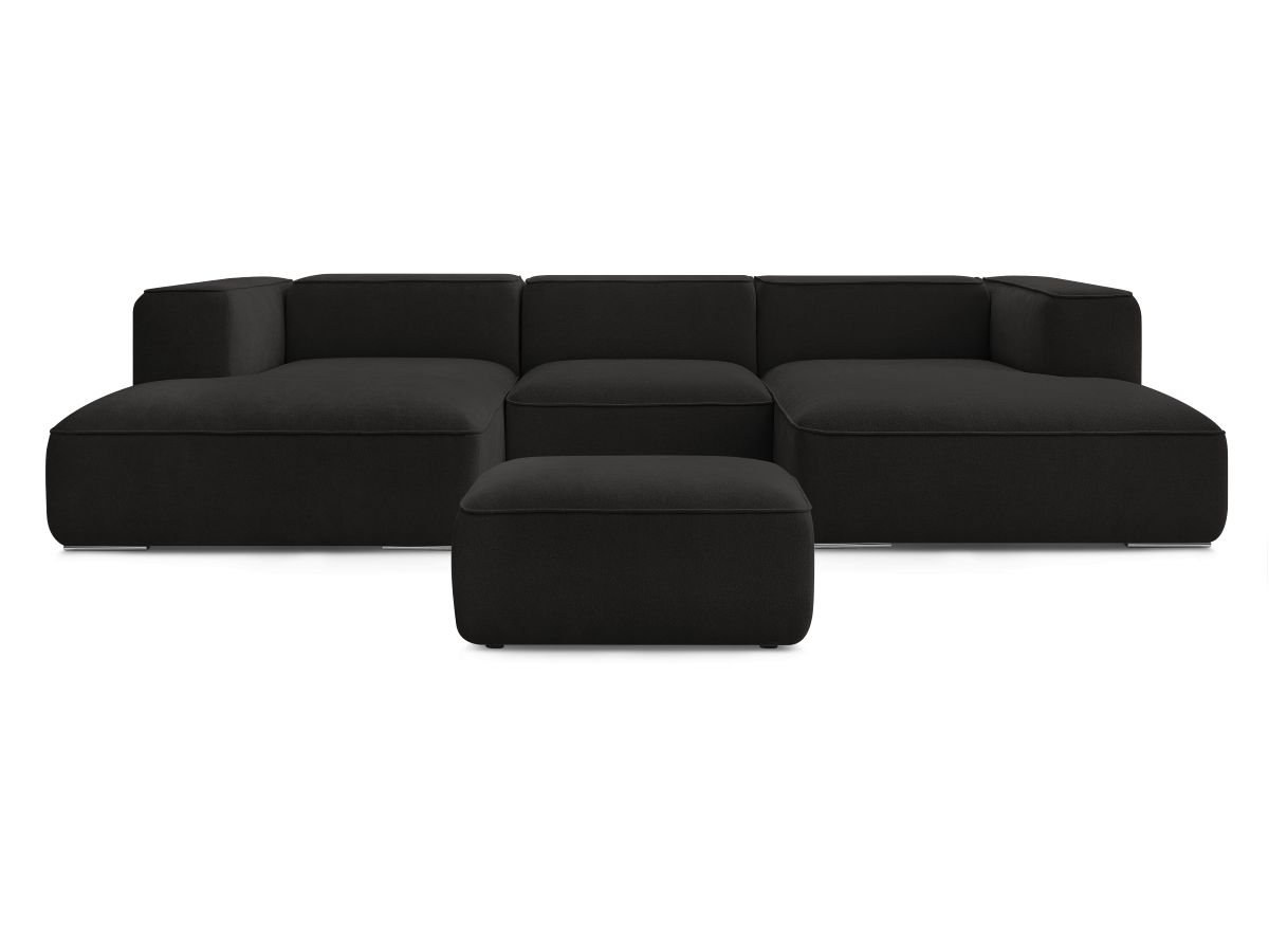 Bobochic Zephyr Wohnlandschaft mit Pouf Strukturstoff Schwarz