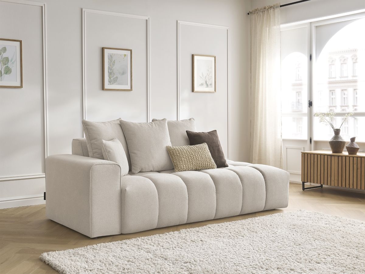Bobochic Mont-blanc Sofa 4-Sitzer Melange-Stoff Beige Armlehne links