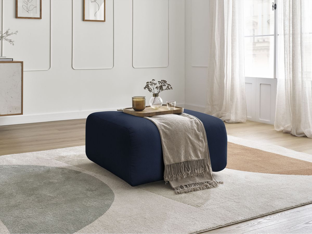 Bobochic Talia Pouf Melange-Stoff Dunkelblau