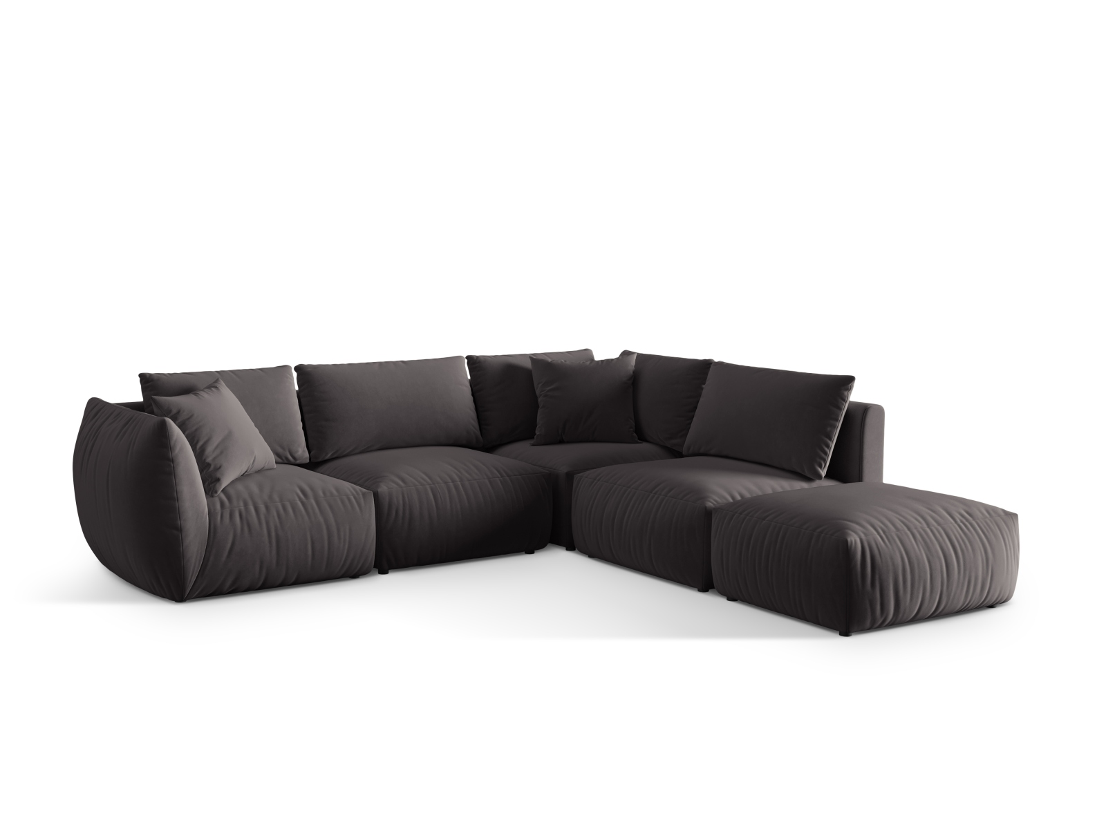 Micadoni Modulares Ecksofa Chris 4-Sitzer Rechts Samt Dunkelgrau
