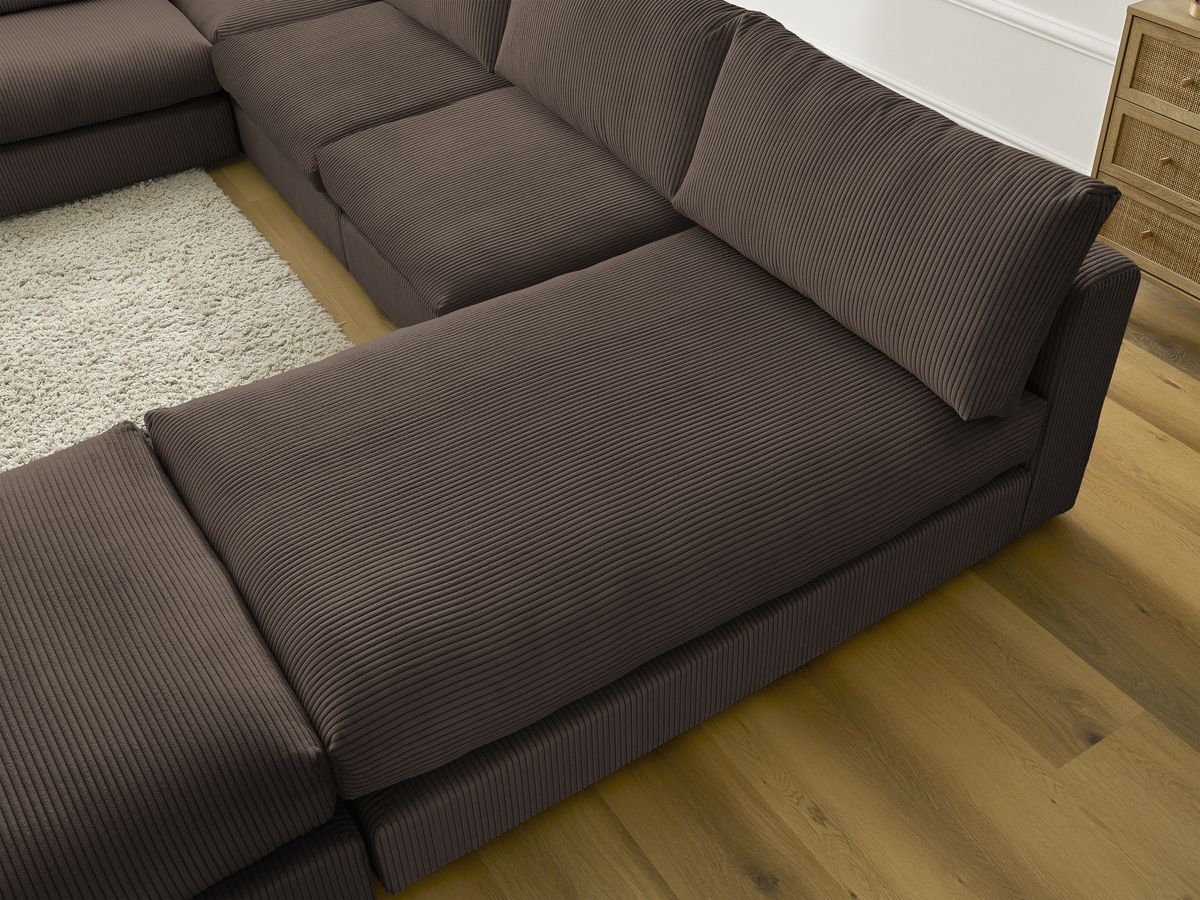 Bobochic Paris Ecksofa mit Pouf 369 × 167 cm Cordsamt Braun