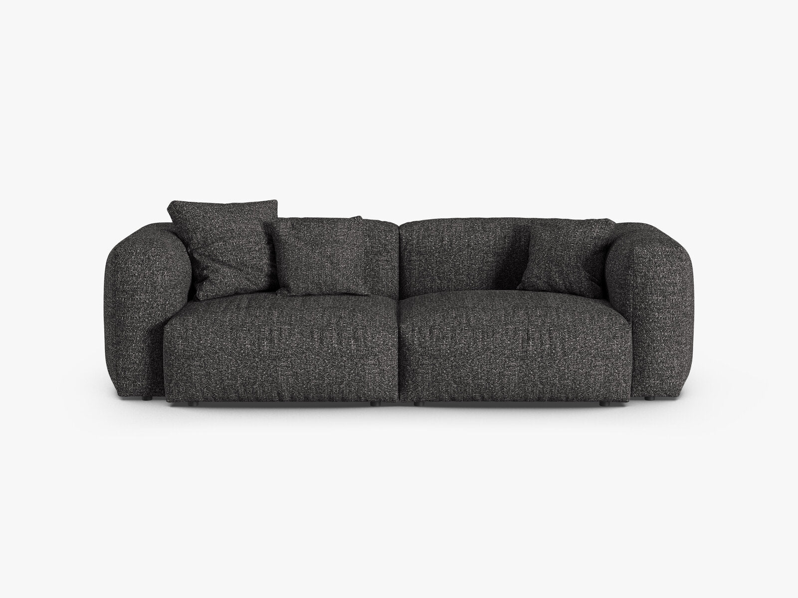 Micadoni Sofa Martina 3-Sitzer 90cm Sitztiefe Boucle Monet Anthrazit