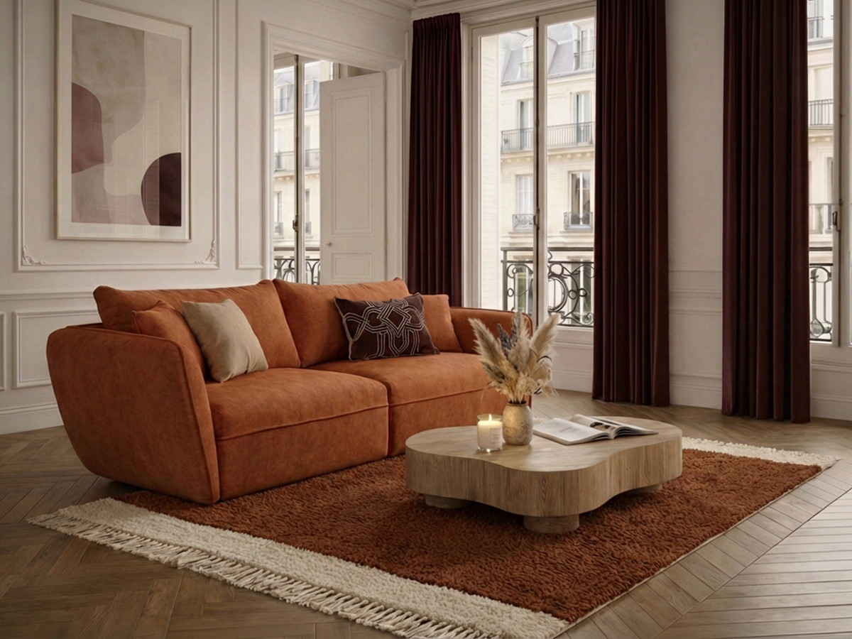 Bobochic Luigi Sofa 3-Sitzer Strukturstoff Orange