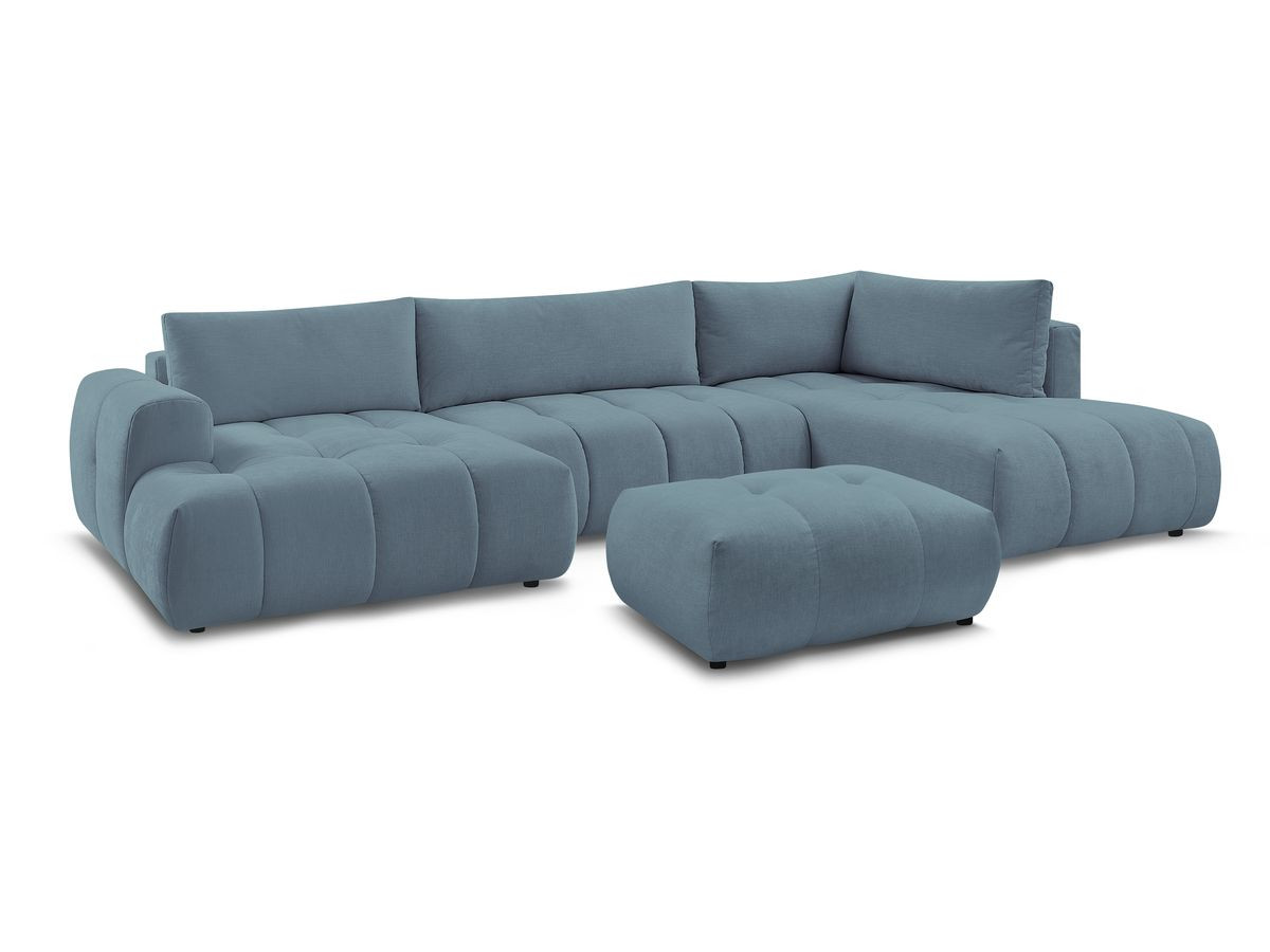 Bobochic Fuji Wohnlandschaft mit Pouf Stoff Hellblau Ecke links