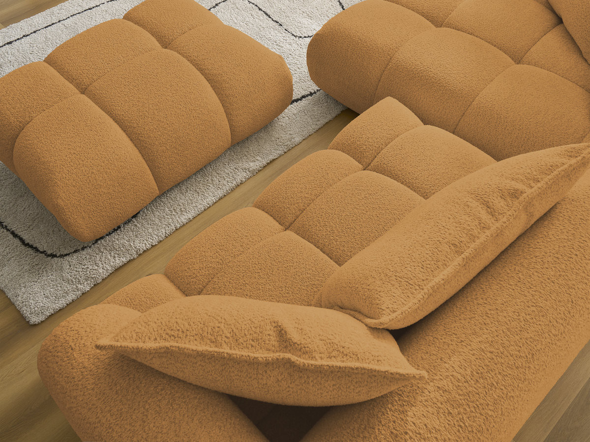 Bobochic Alya Ecksofa mit Pouf Bouclé-Stoff Gelb Ecke links