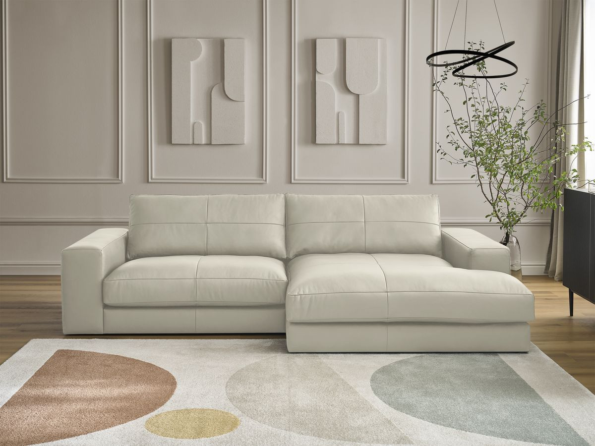Bobochic Leonard Ecksofa 274 × 159 cm Leder Beige Ecke rechts