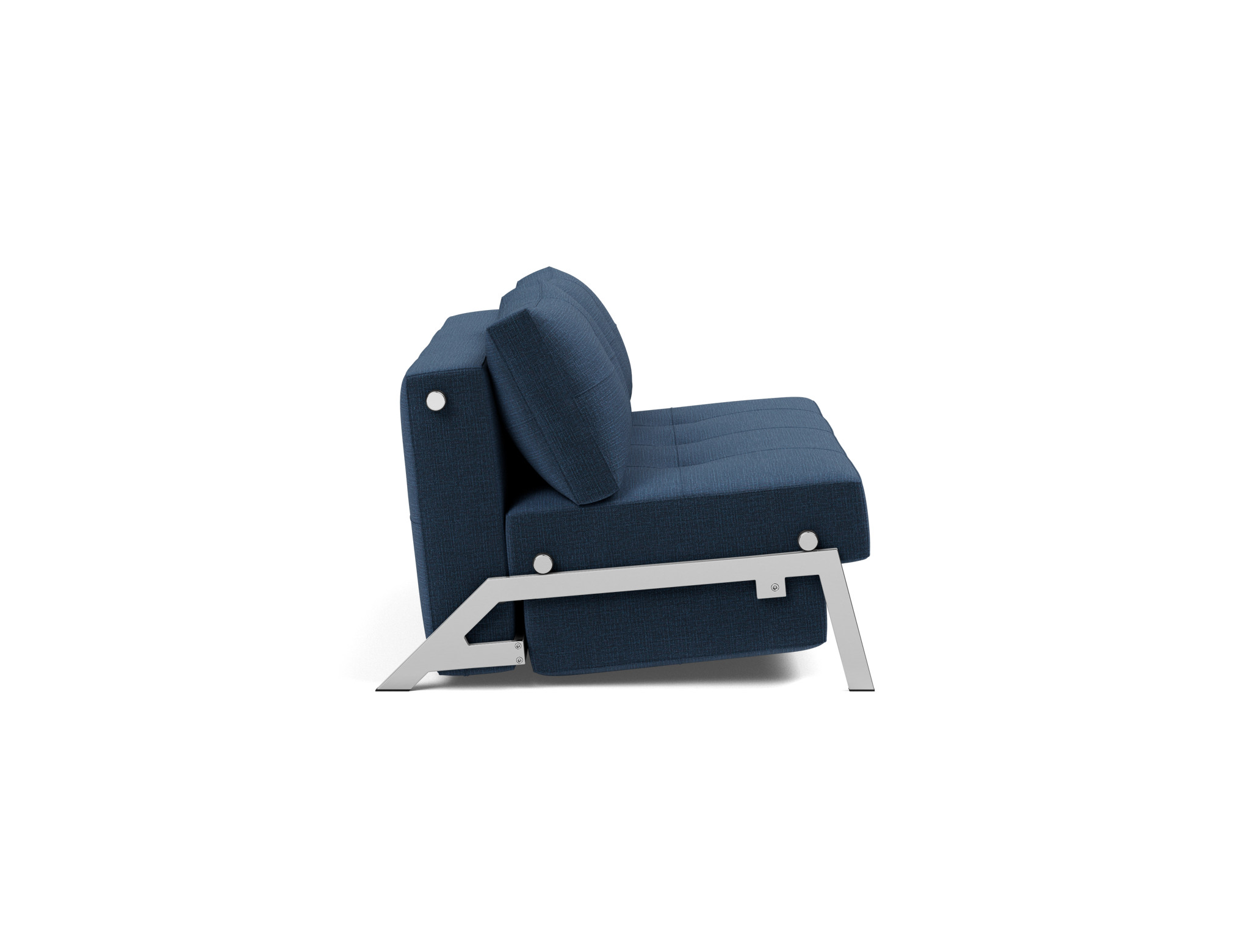 Schlafsofa Cubed 160 Chenille Esina 414-Indigo-Blue Beine Chrom