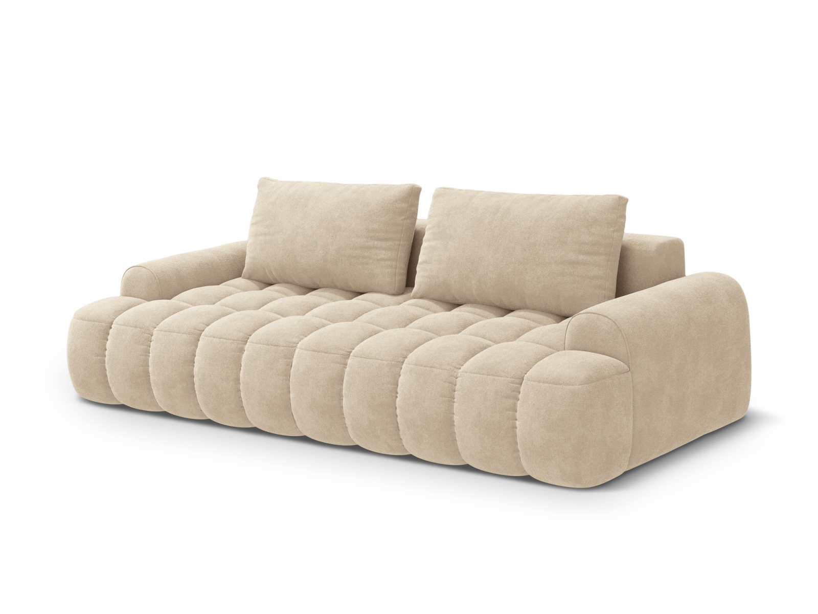 Cosmopolitan Design Schlafsofa Linz 4-Sitzer mit Bettkasten Samt Vogue Helles Beige