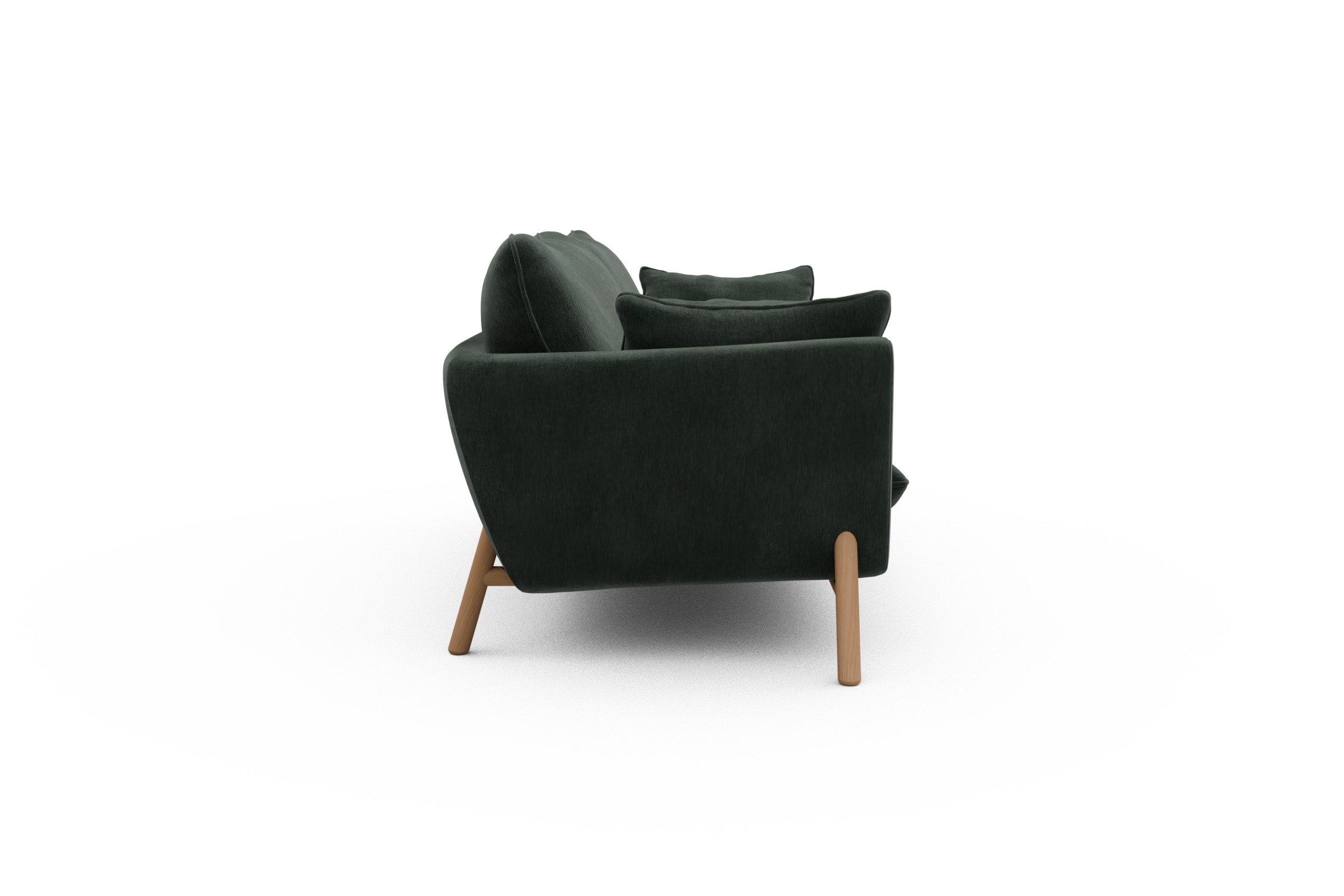 Sofa Emil 3-Sitzer Beinfarbe Eiche Natur Smooth-Laurel-Green