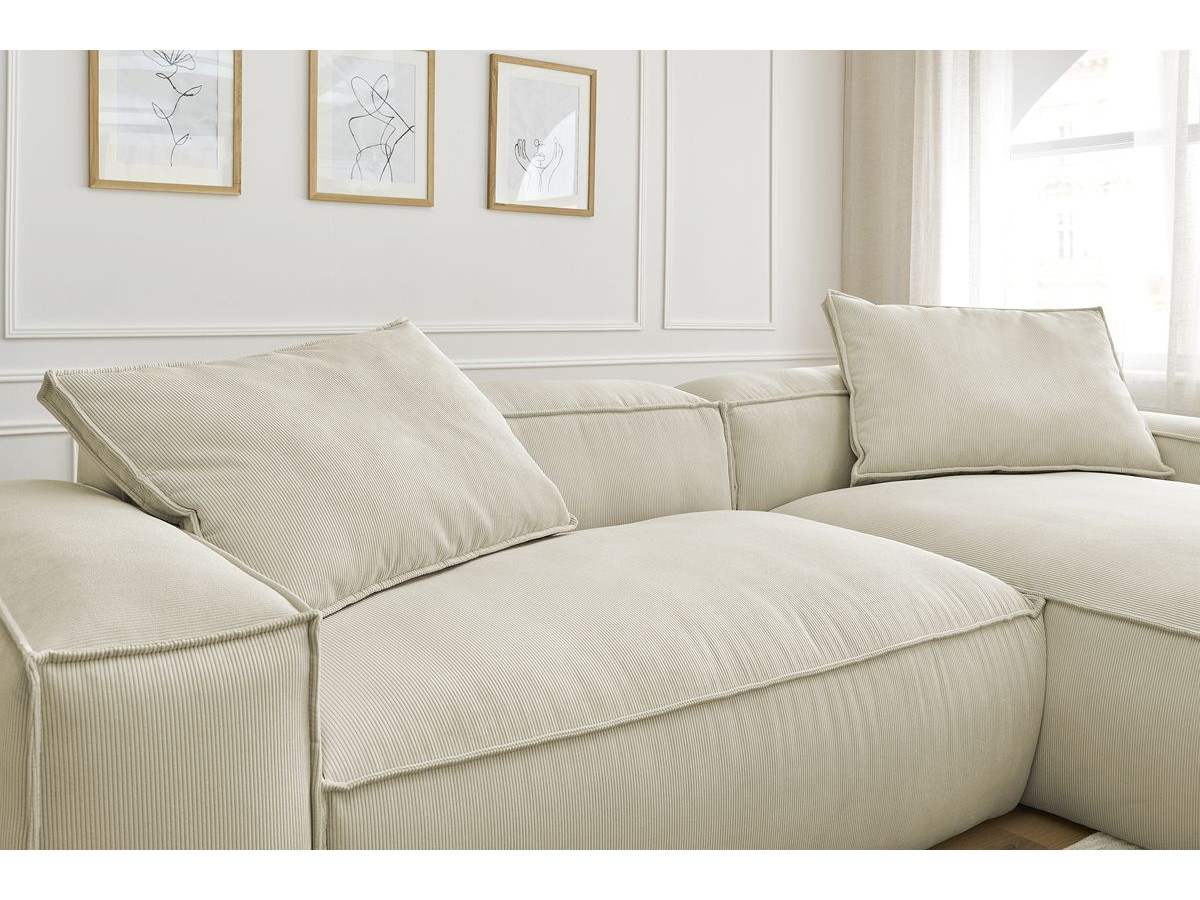 Bobochic Boheme Ecksofa, 3 Kissen Cordsamt Beige