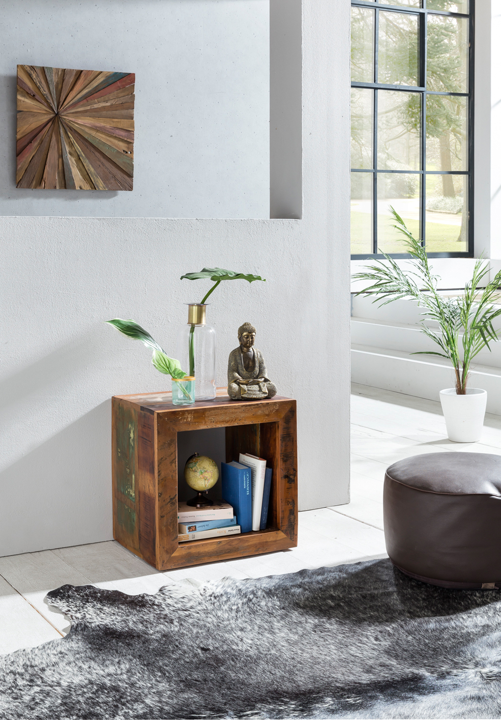 Beistelltisch Hjarno Mango Massivholz Braun 45 × 35 × 45 cm