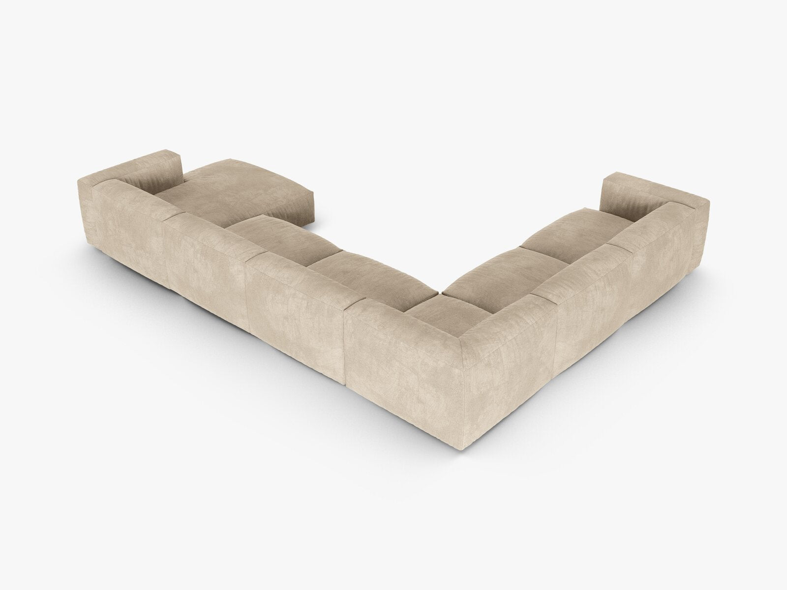 Micadoni modulares Ecksofa XL Martina 6-Sitzer 90cm Sitztiefe Links Samt Vogue Helles Beige