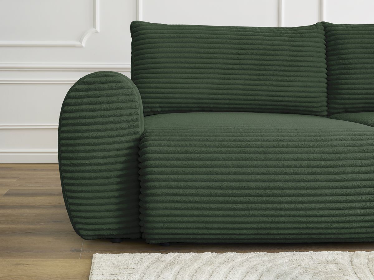 Bobochic Lucien Schlafsofa 3-Sitzer mit Bettkasten Breitcord weich Grün