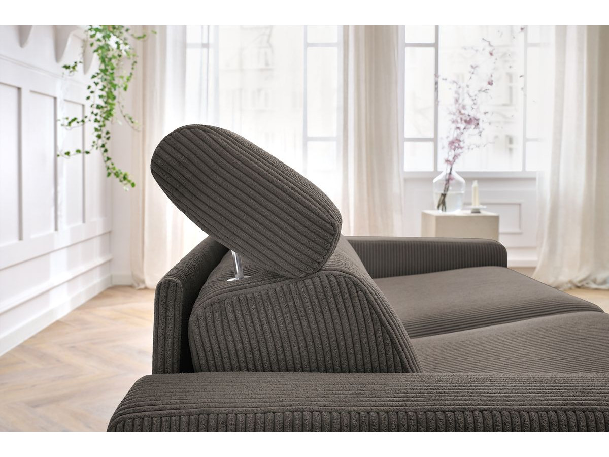 Bobochic Monaco Schlafsofa 3-Sitzer Cordsamt Taupe, Liegefläche 140 × 190 cm