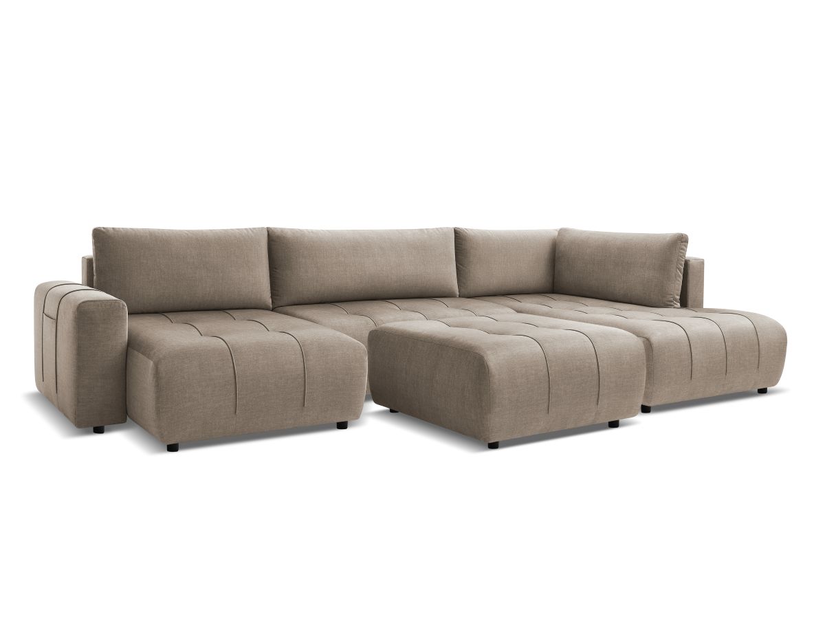 Bobochic Arsene Wohnlandschaft mit Pouf Samt Taupe Ecke links