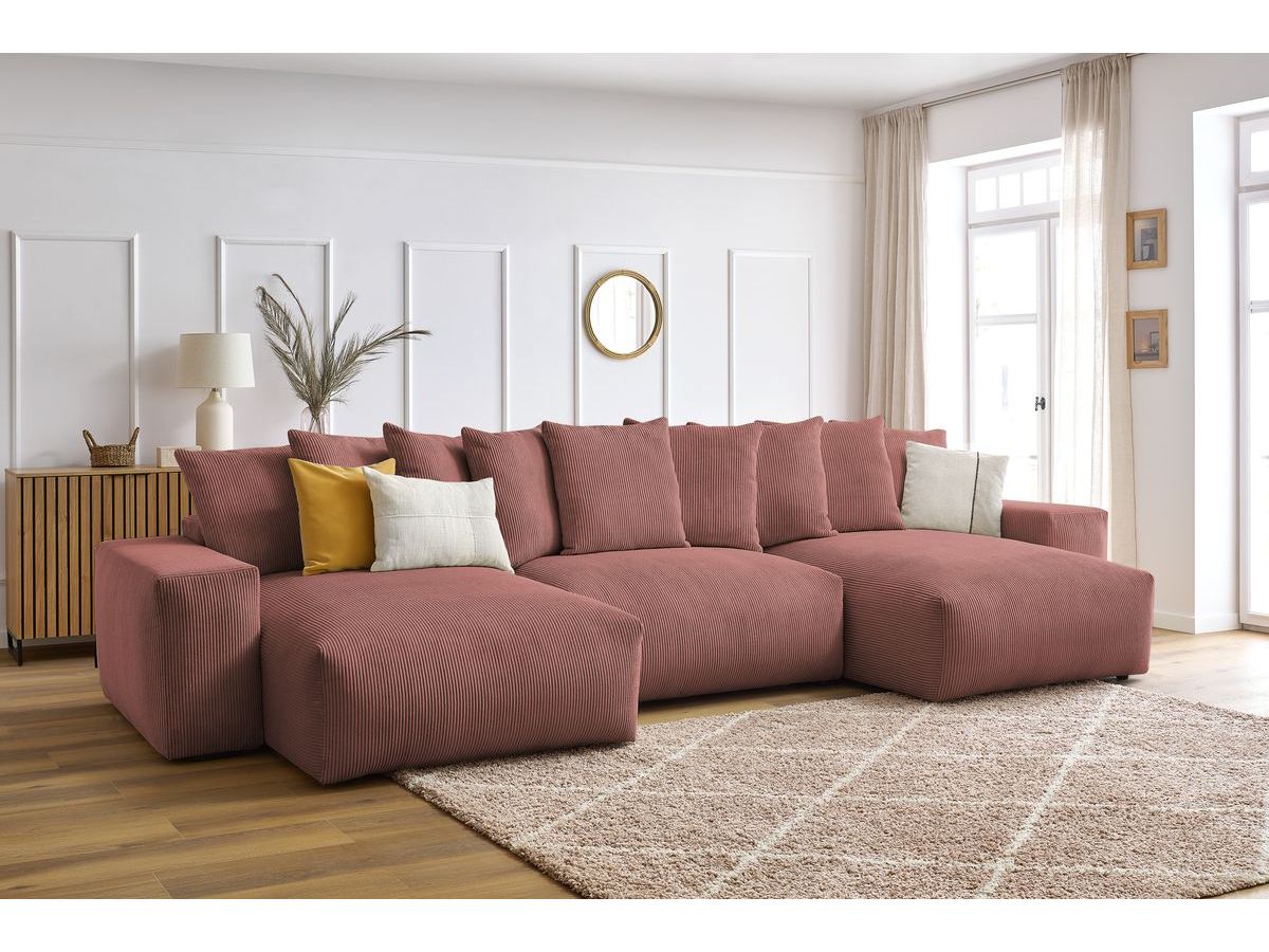 Bobochic Voltaire Wohnlandschaft 420 × 165 cm Cordsamt Rosa