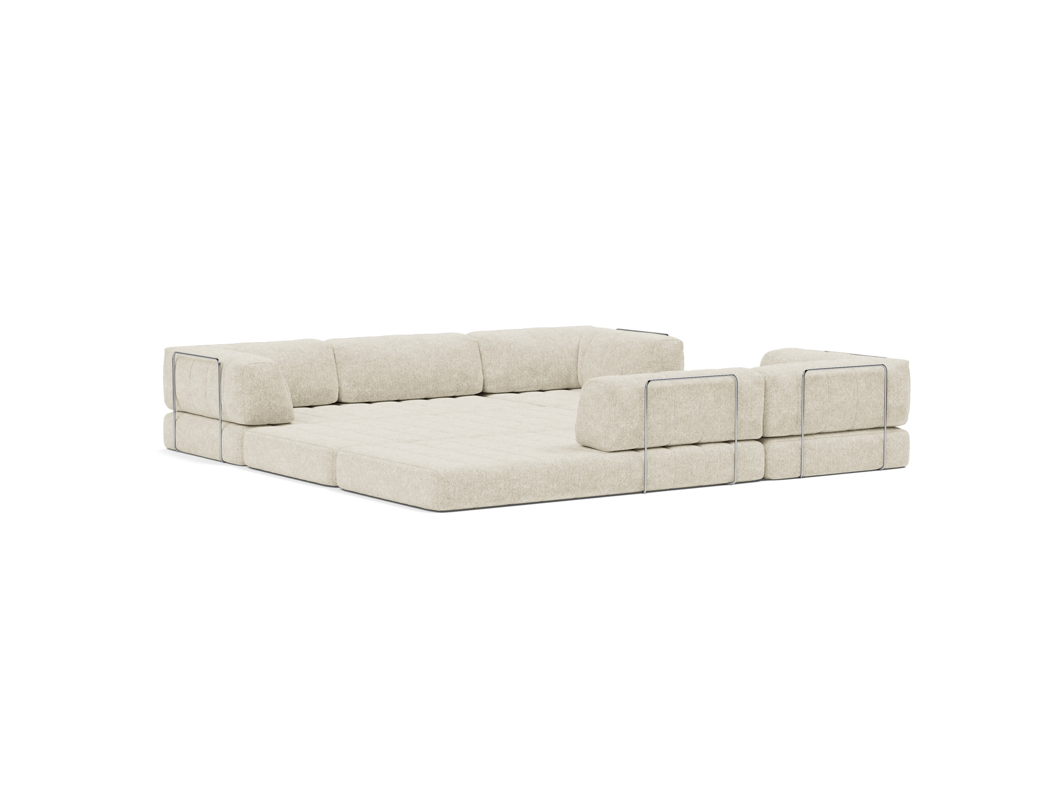Eck-Schlafsofa CozyPad mit Armlehnen Strukturierter Stoff Taura 357-Off-White