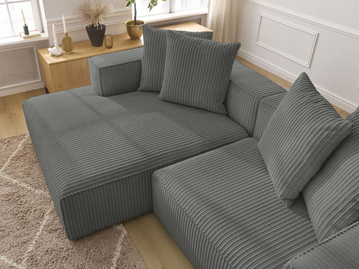 Bobochic Nina Ecksofa Cordsamt Dunkelgrau Ecke links