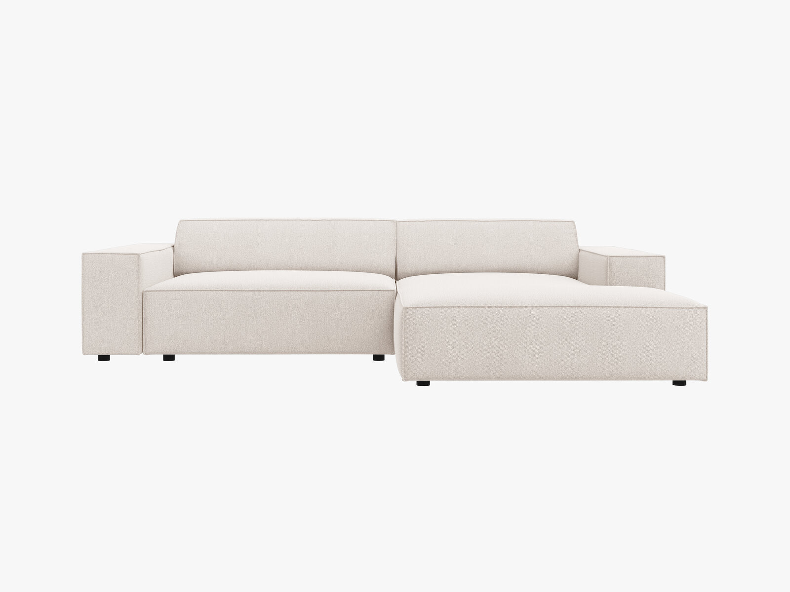 Micadoni Ecksofa Jodie 3-Sitzer Rechts Strukturierter Stoff Megan Helles Beige