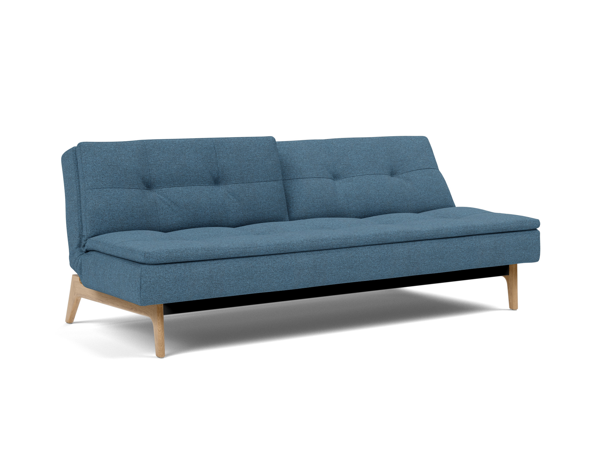 Schlafsofa Dublexo Strukturierter Stoff Weda 302-Weda-Blue Beine Eiche