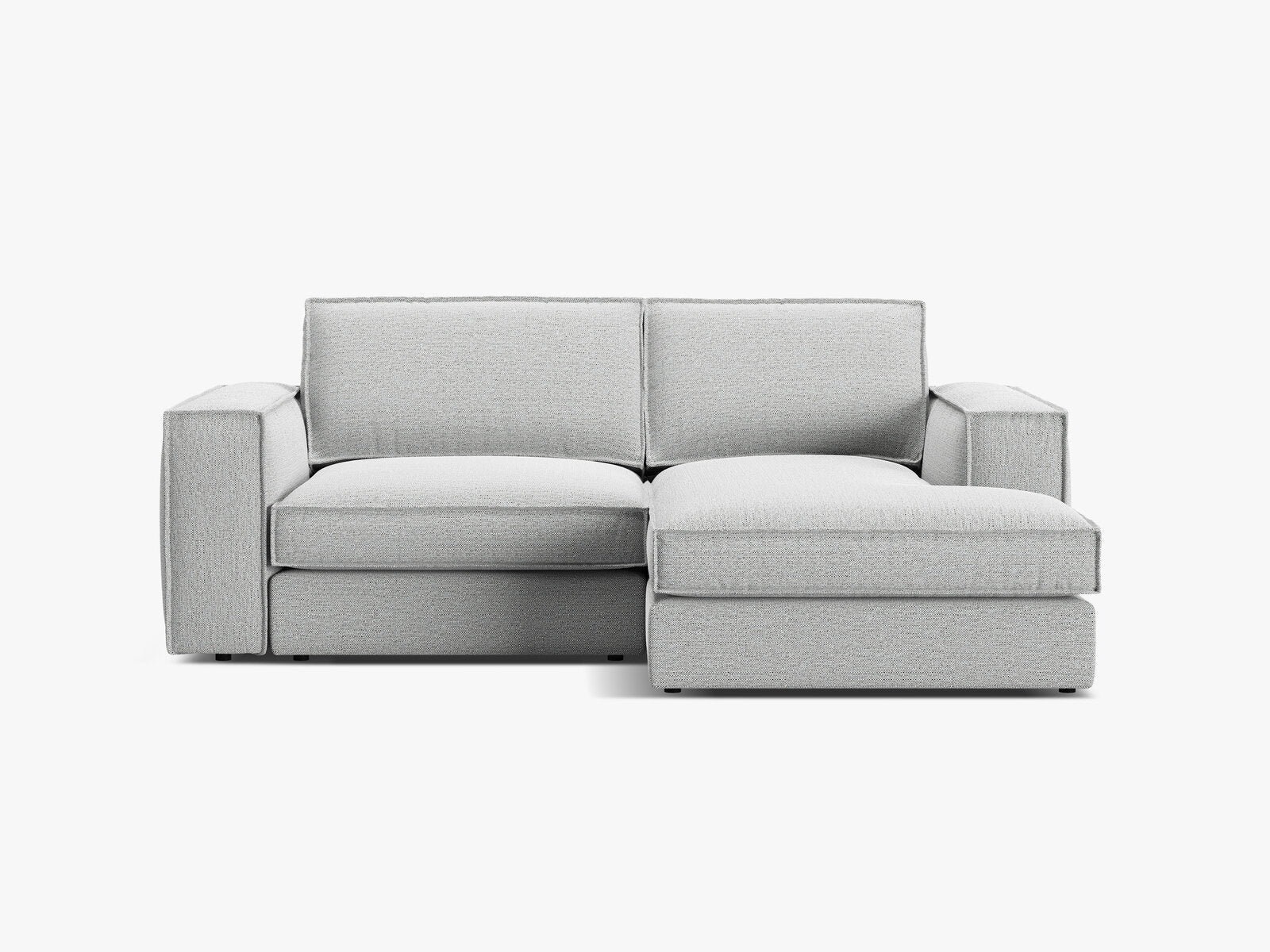 Micadoni modulares Ecksofa Pola 2-Sitzer kleine Version Rechts Strukturierter Stoff Babel Hellgrau
