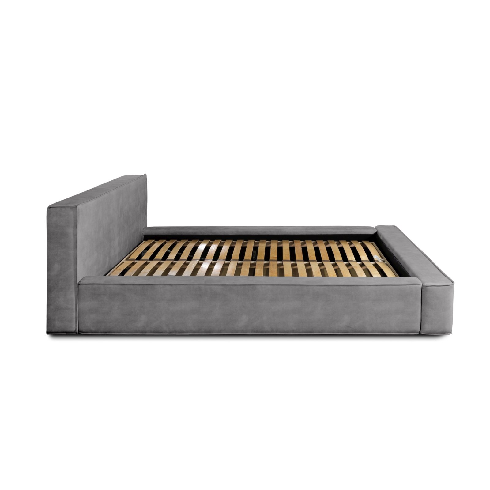Polsterbett Delano Samtstoff 160x200 mit Metallrahmen Macau Ash