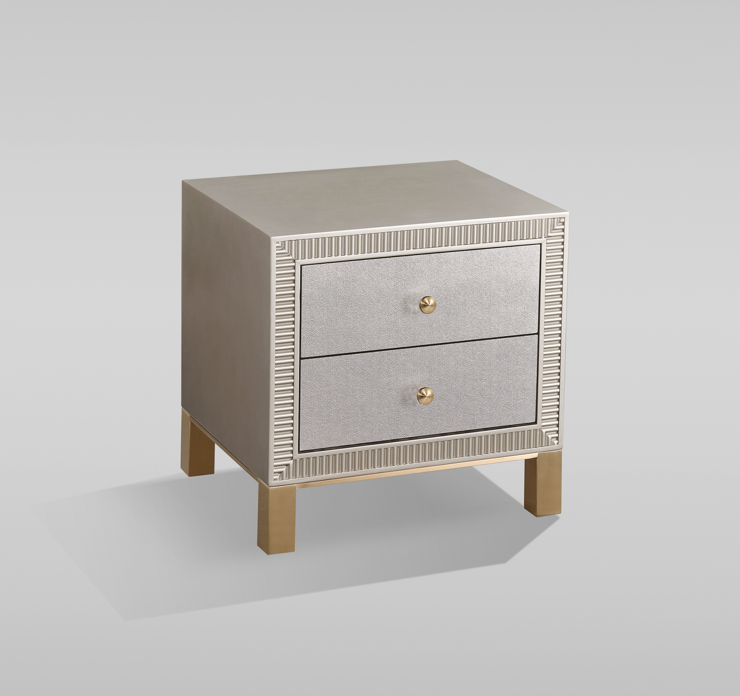 Livin Hill Set Stilig Bedroom: Polsterbett 166 cm + 2× Nachttisch Champagnergold
