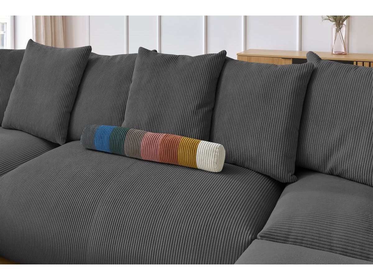 Bobochic Voltaire Wohnlandschaft 356 × 214 cm Cordsamt Dunkelgrau Ecke links