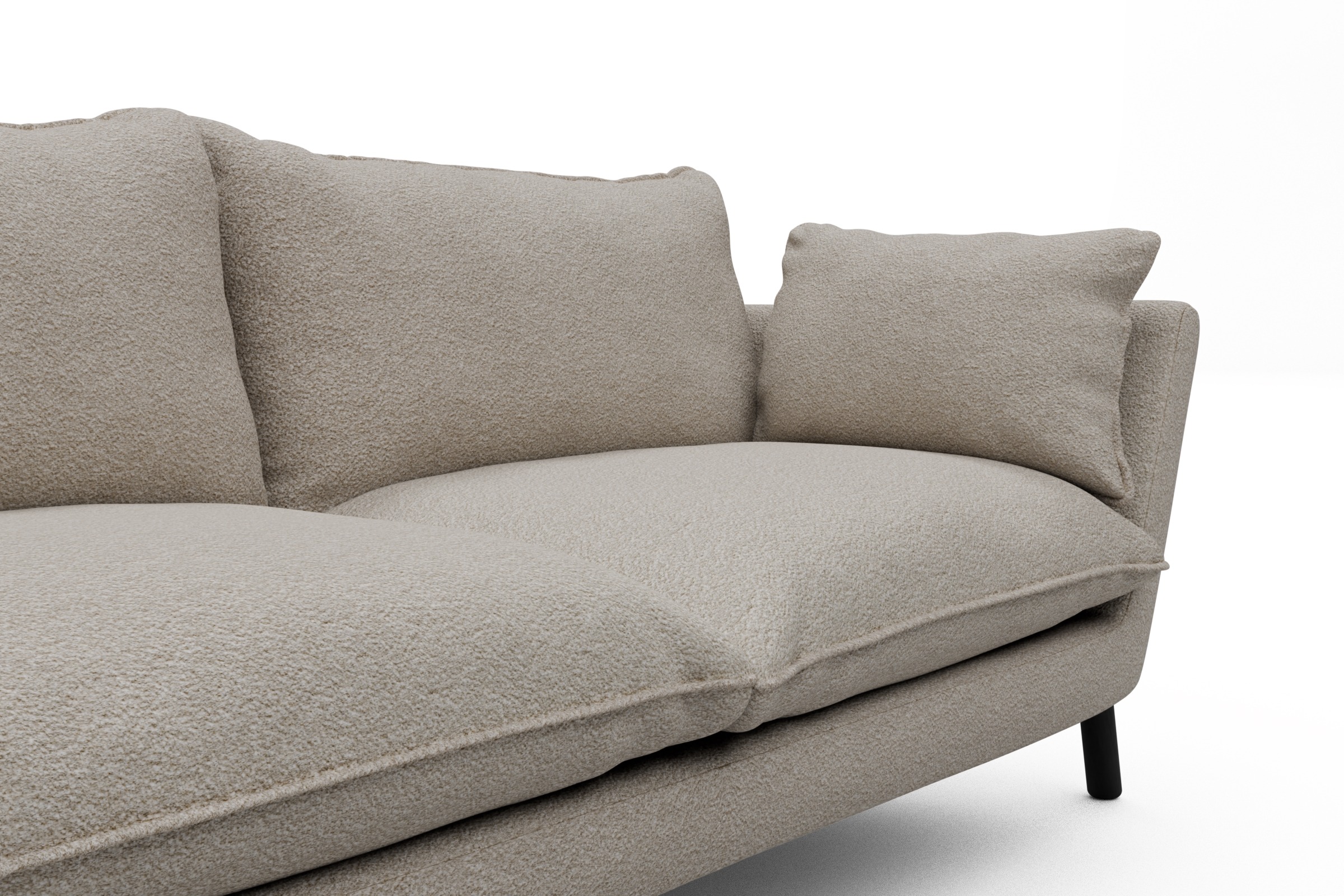 Sofa Emil PREMIUM 3-Sitzer Beinfarbe Eiche Schwarz Aivi-Lace-Beige