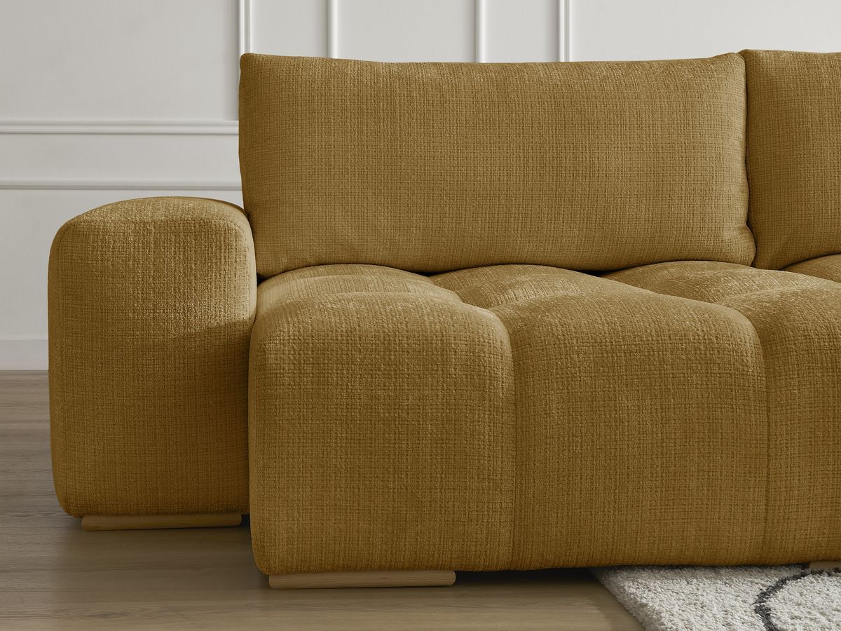 Bobochic Anakin Wohnlandschaft mit Pouf, 3 Kissen Strukturstoff Gelb