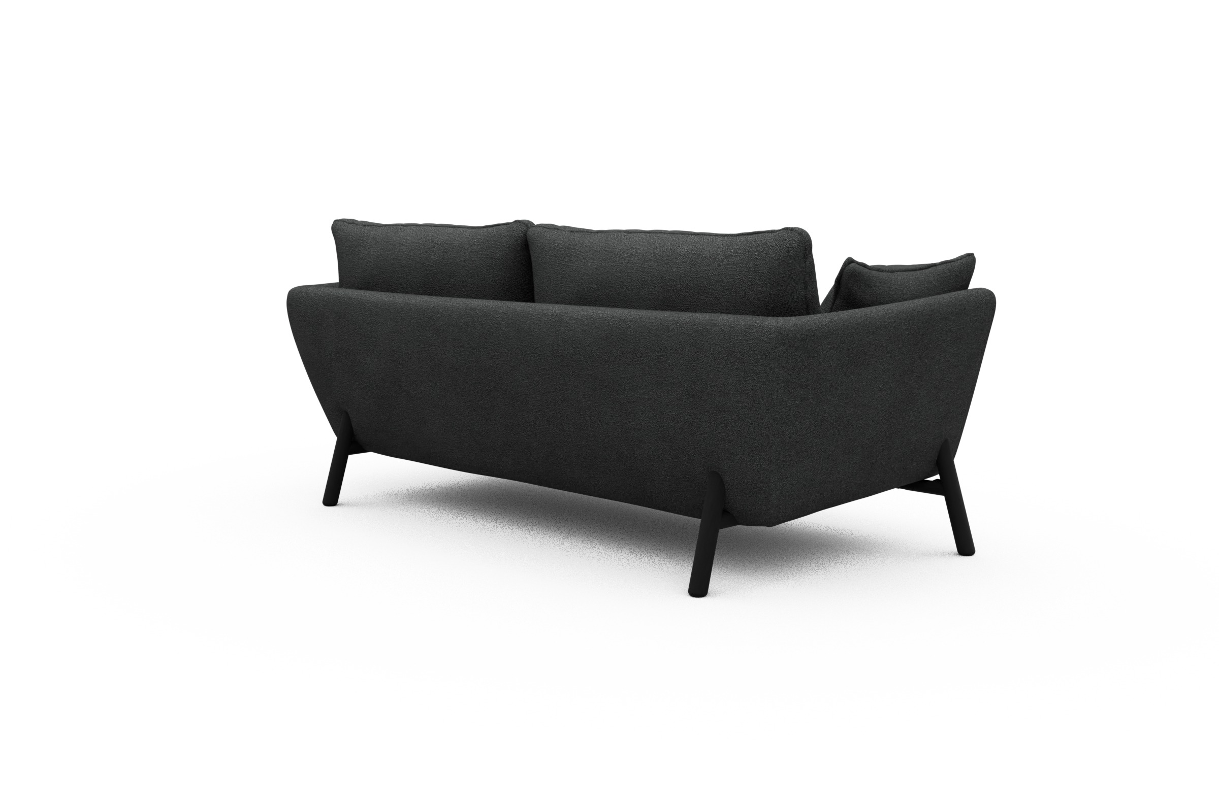 Sofa Emil 2-Sitzer Beinfarbe Eiche Schwarz Boucle-Charcoal