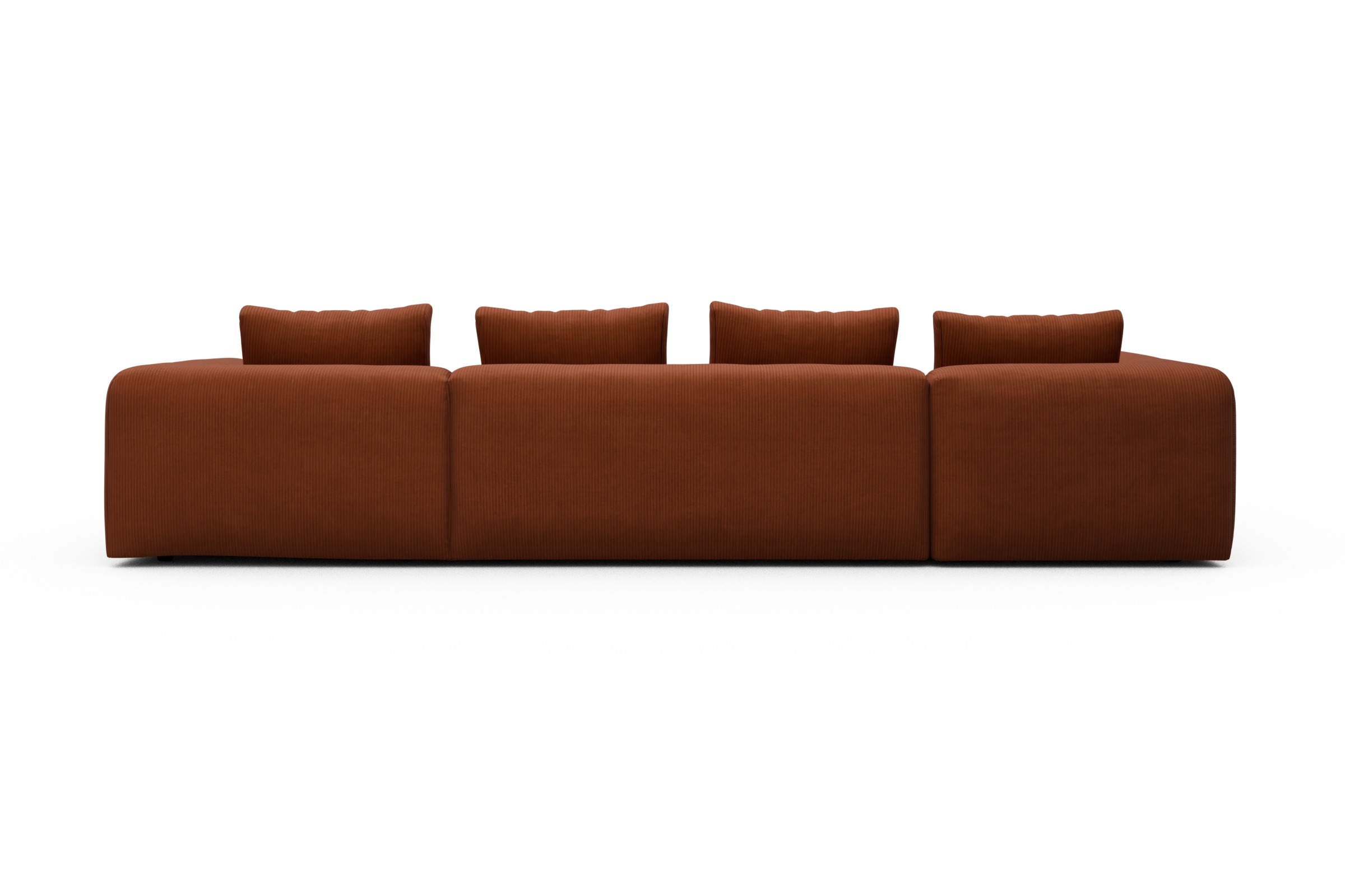Wohnlandschaft Fred Chaiselongue rechts mit 2-Sitzer und lange Armlehne links Corduroy-Burnt-Orange