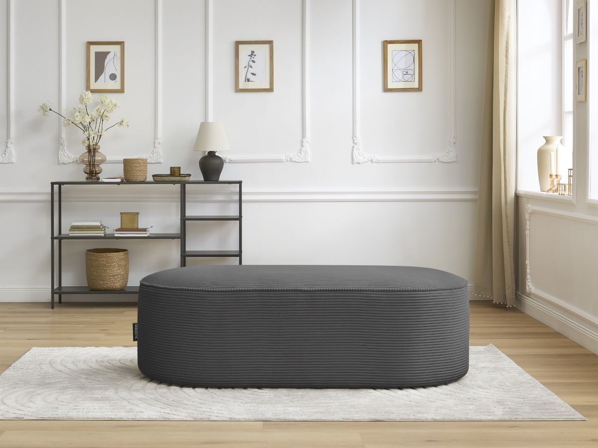 Bobochic Rousseau Pouf Cordsamt Dunkelgrau