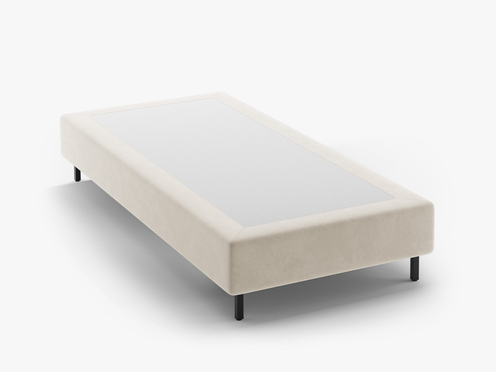 Micadoni Whale Polster-Bettgestell Samt Paris Beige Schwarzes Metall 90x200