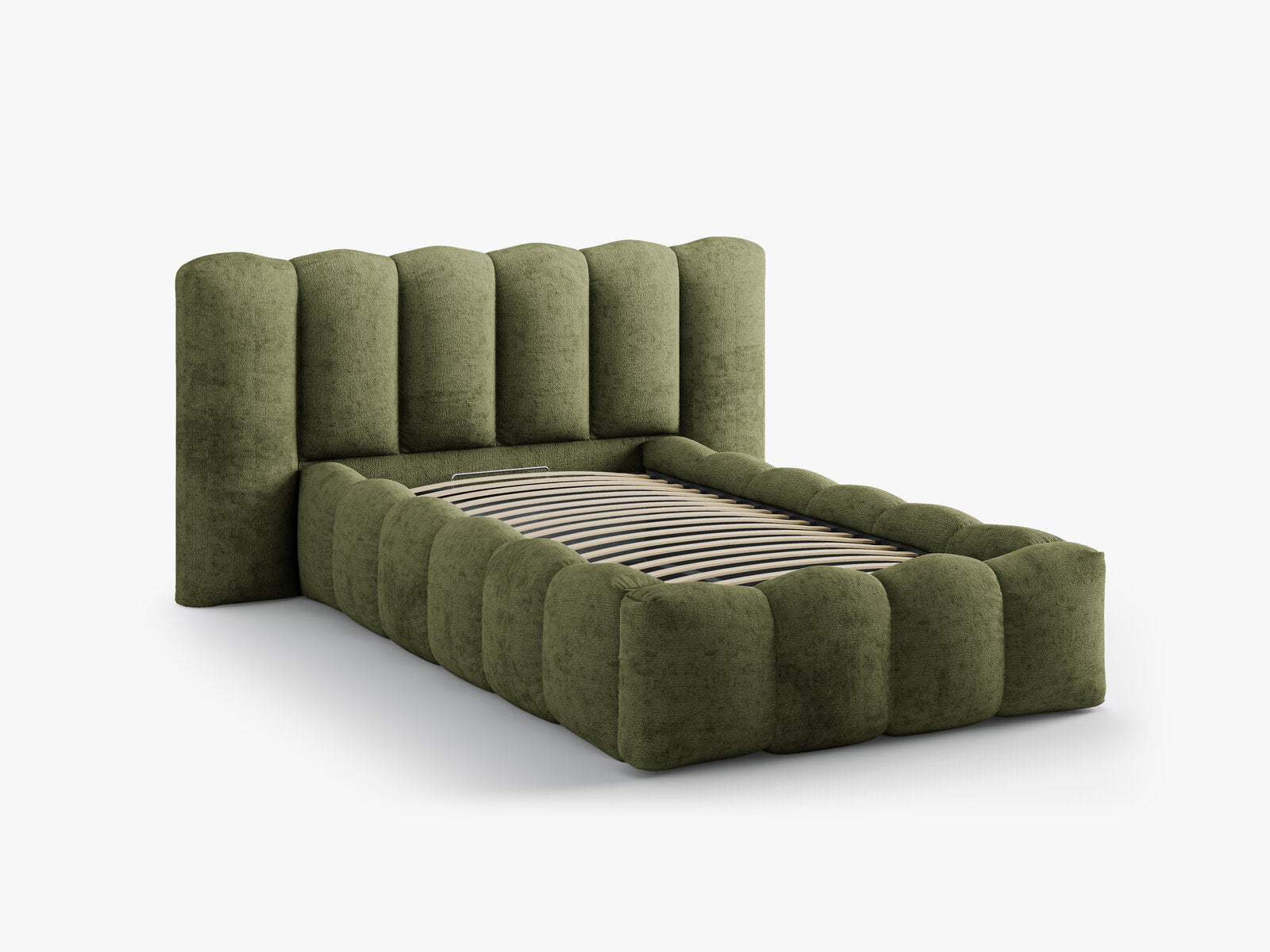 Micadoni Stauraumbett mit Kopfteil Lupine Chenille Perfect Harmony Grün
