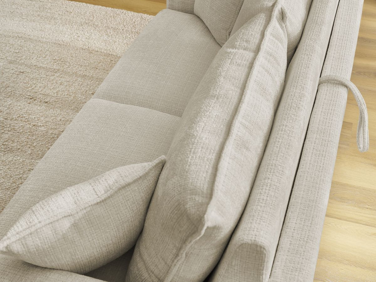 Bobochic Augustin Schlafsofa 3-Sitzer Strukturstoff Beige, Liegefläche 140 × 200 cm